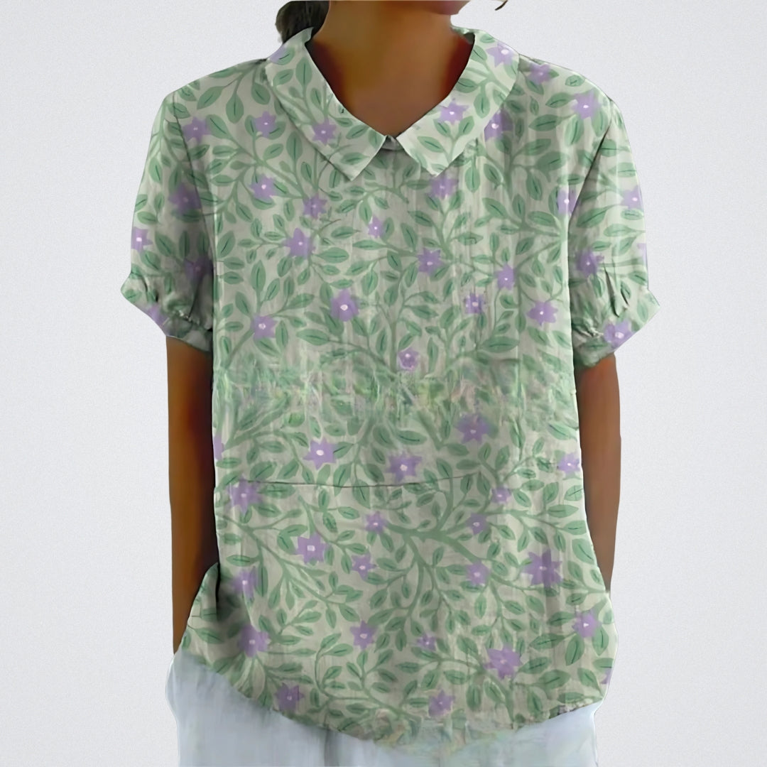 Lena | Floral Linen Blouse
