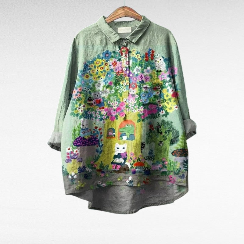 Laluna - Elegant Animal Print Blouse