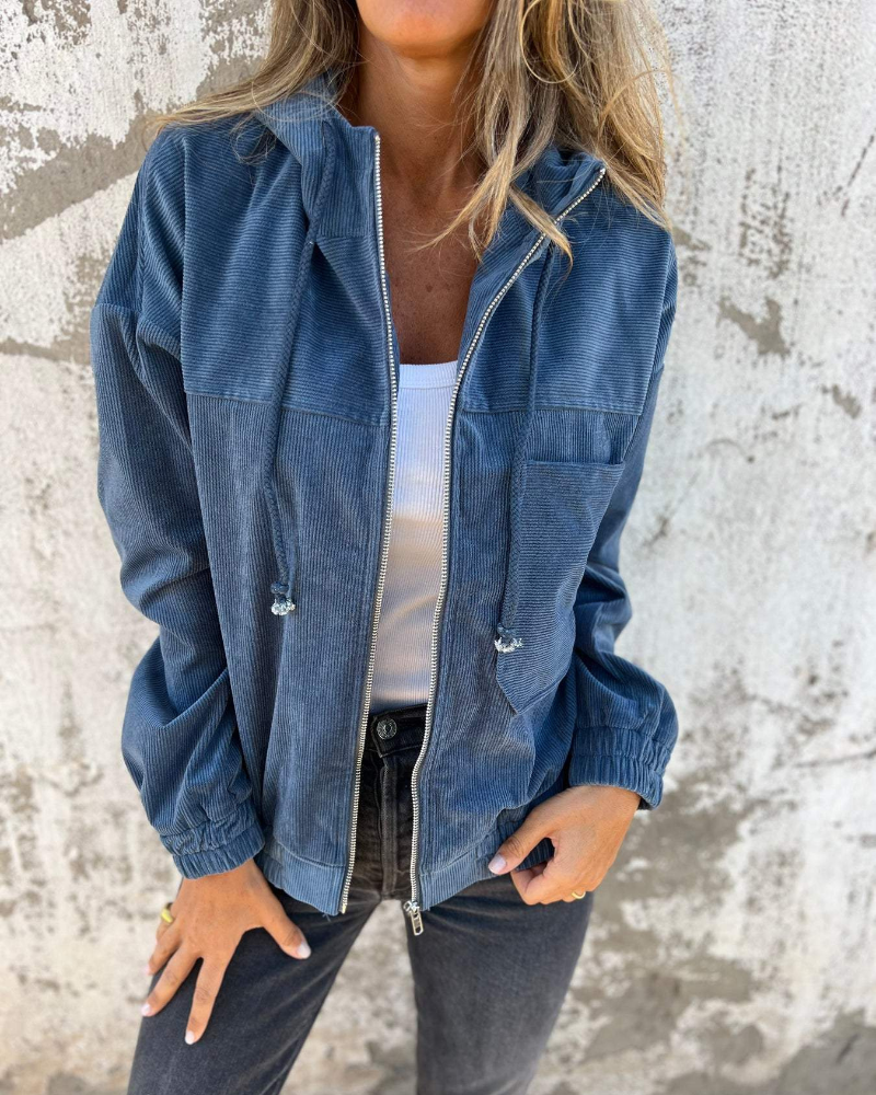Nora | Casual Velvet Hooded Jacket