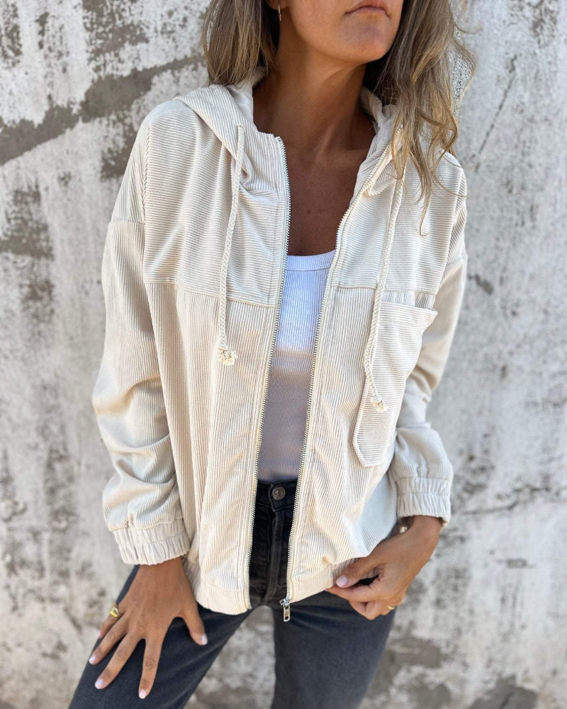 Nora | Casual Velvet Hooded Jacket