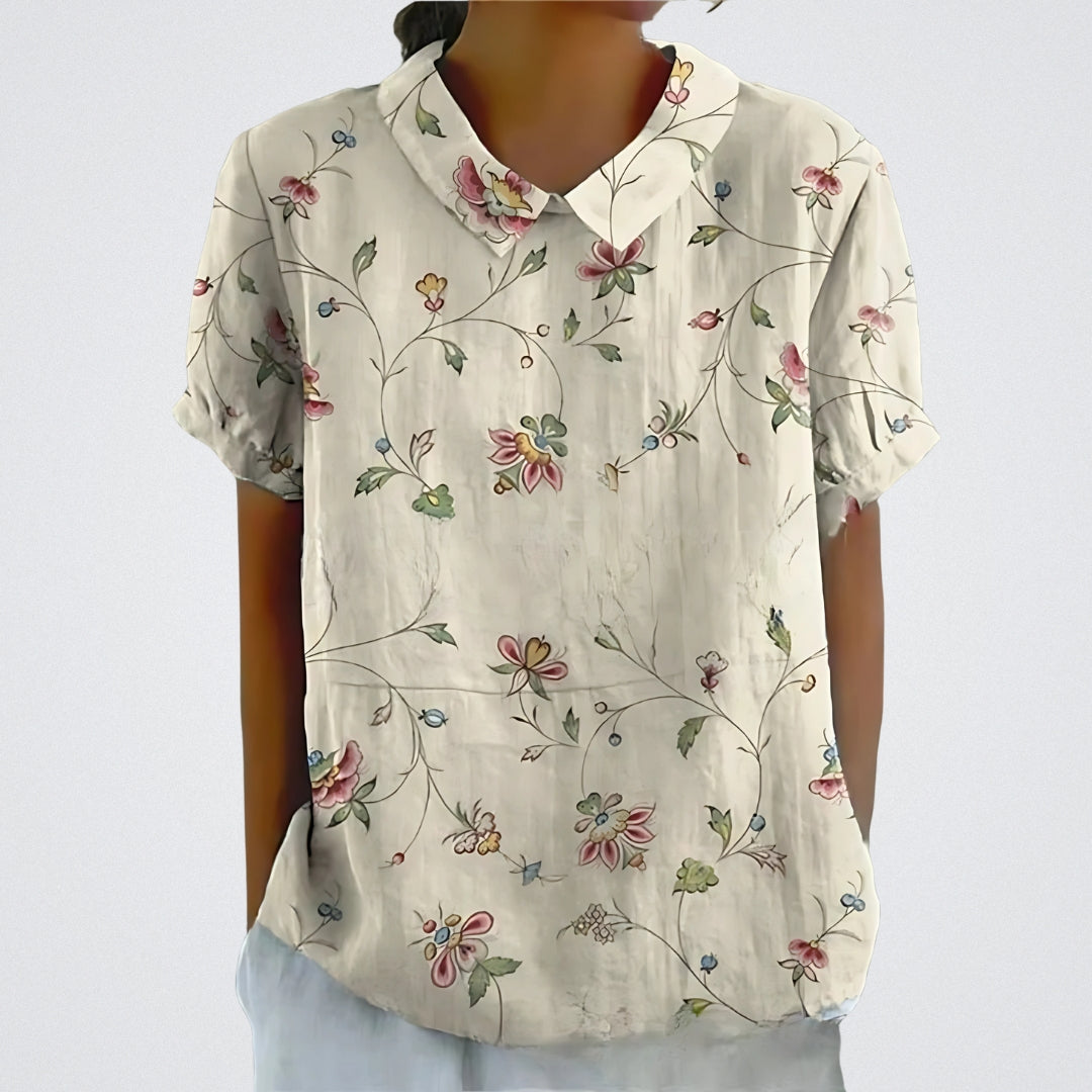 Lena | Floral Linen Blouse