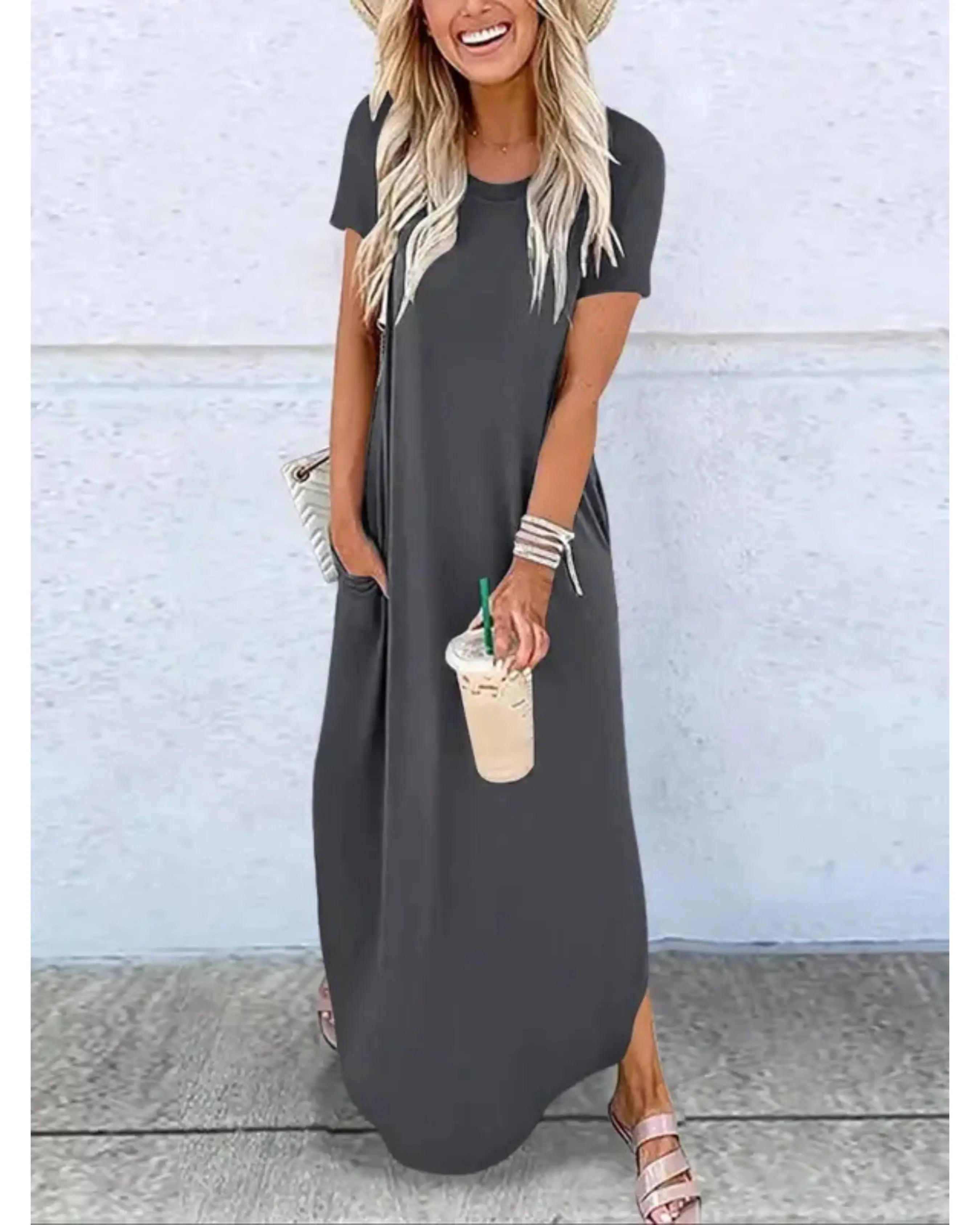 Hannah – Casual Summer Round Neck Maxi Dress