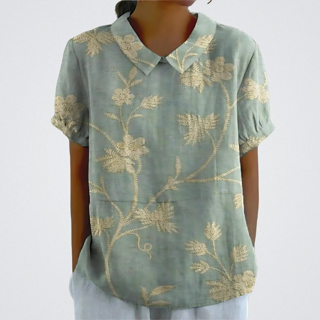 Lena | Floral Linen Blouse