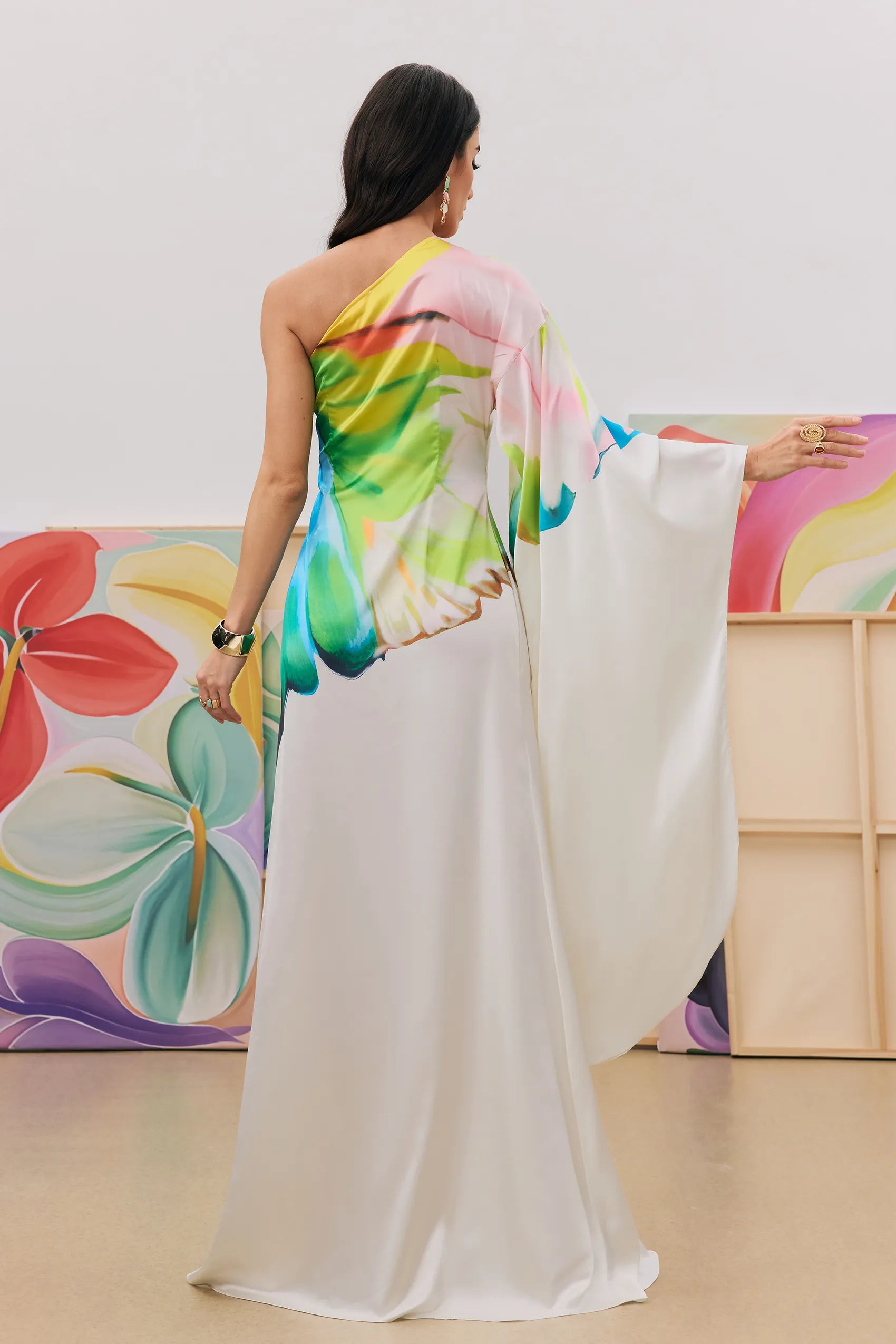 Flora – Hand Painted Cream Dress