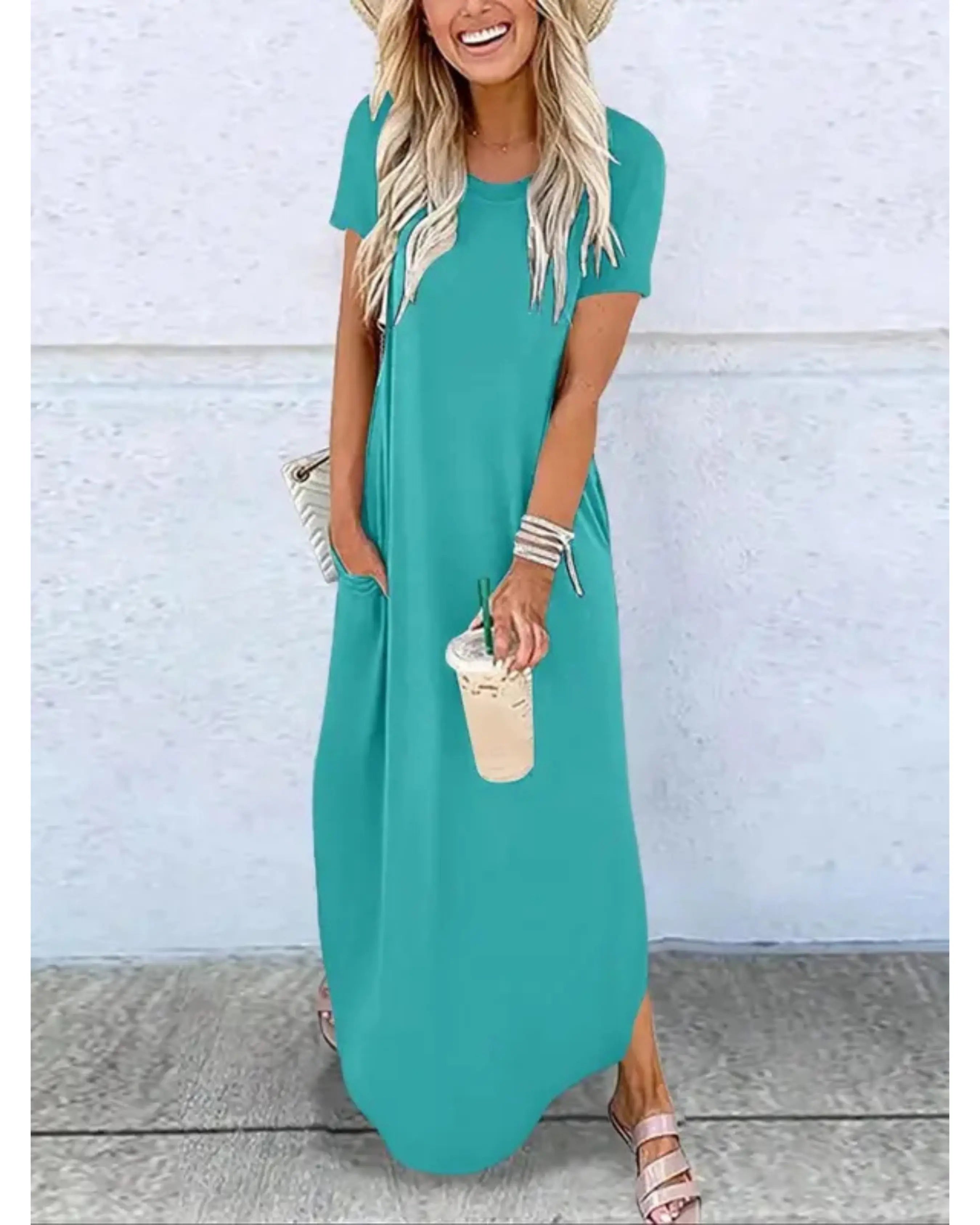Hannah – Casual Summer Round Neck Maxi Dress