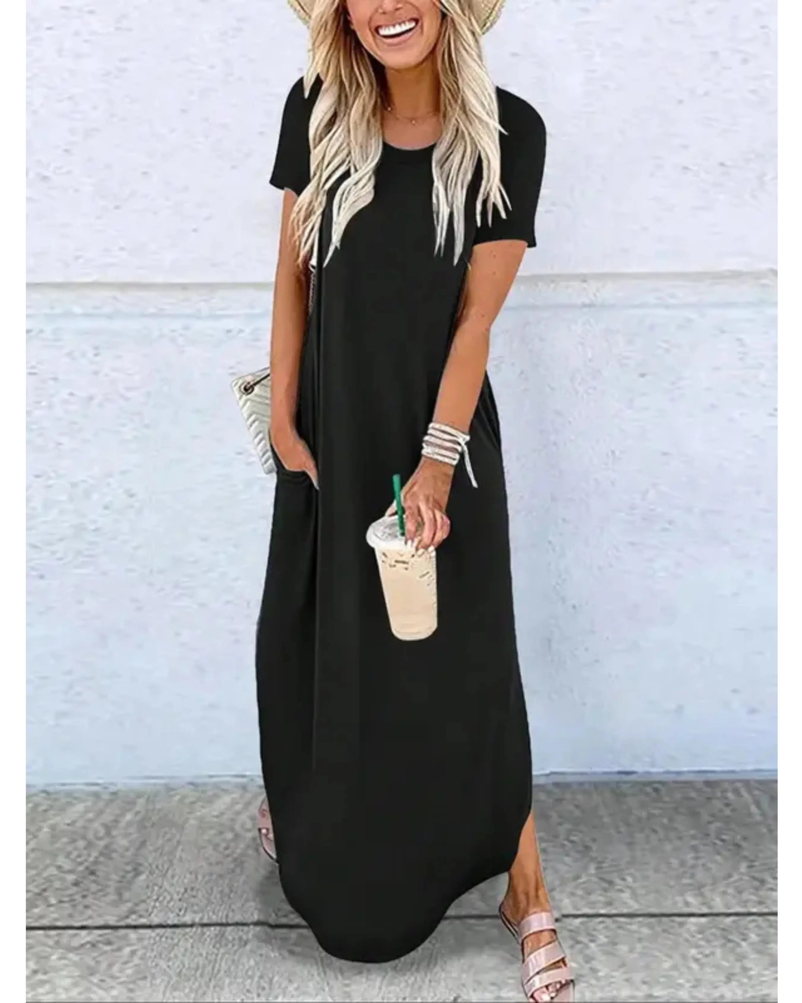 Hannah – Casual Summer Round Neck Maxi Dress