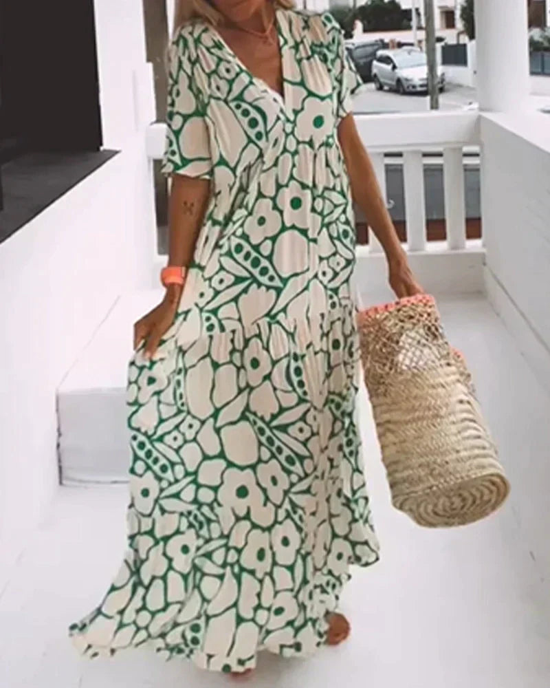 Christine | Long Pattern Dress
