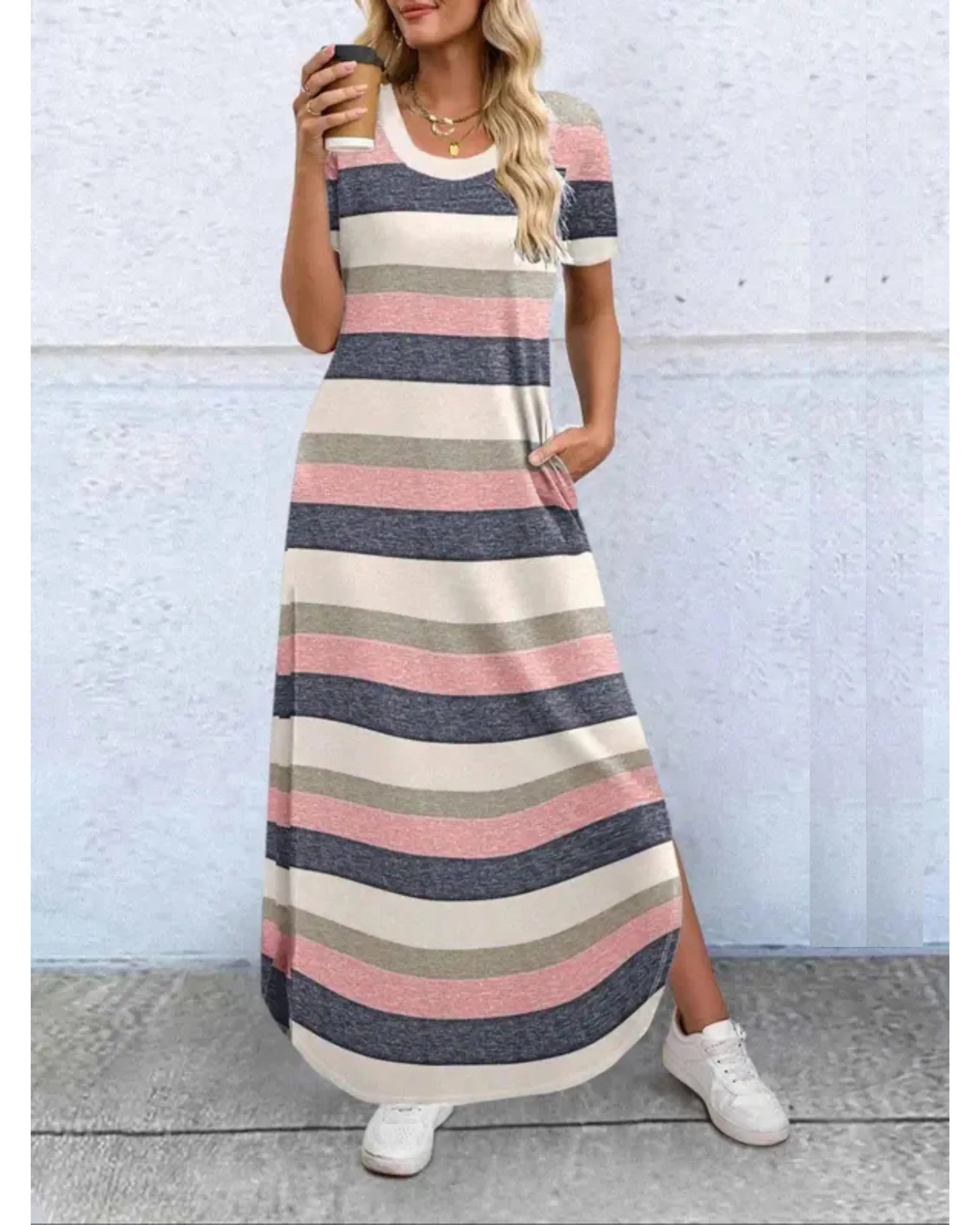 Hannah – Casual Summer Round Neck Maxi Dress