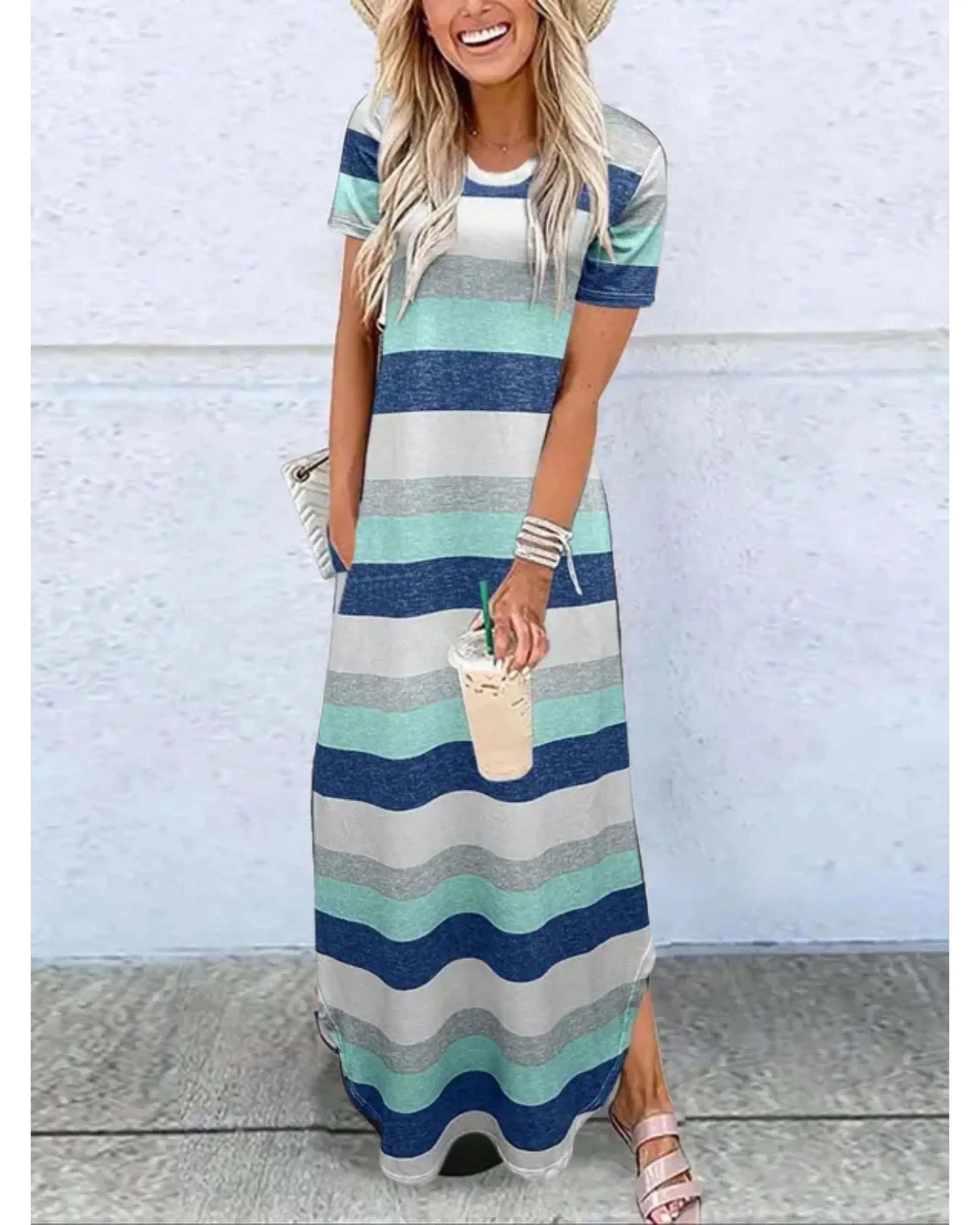 Hannah – Casual Summer Round Neck Maxi Dress