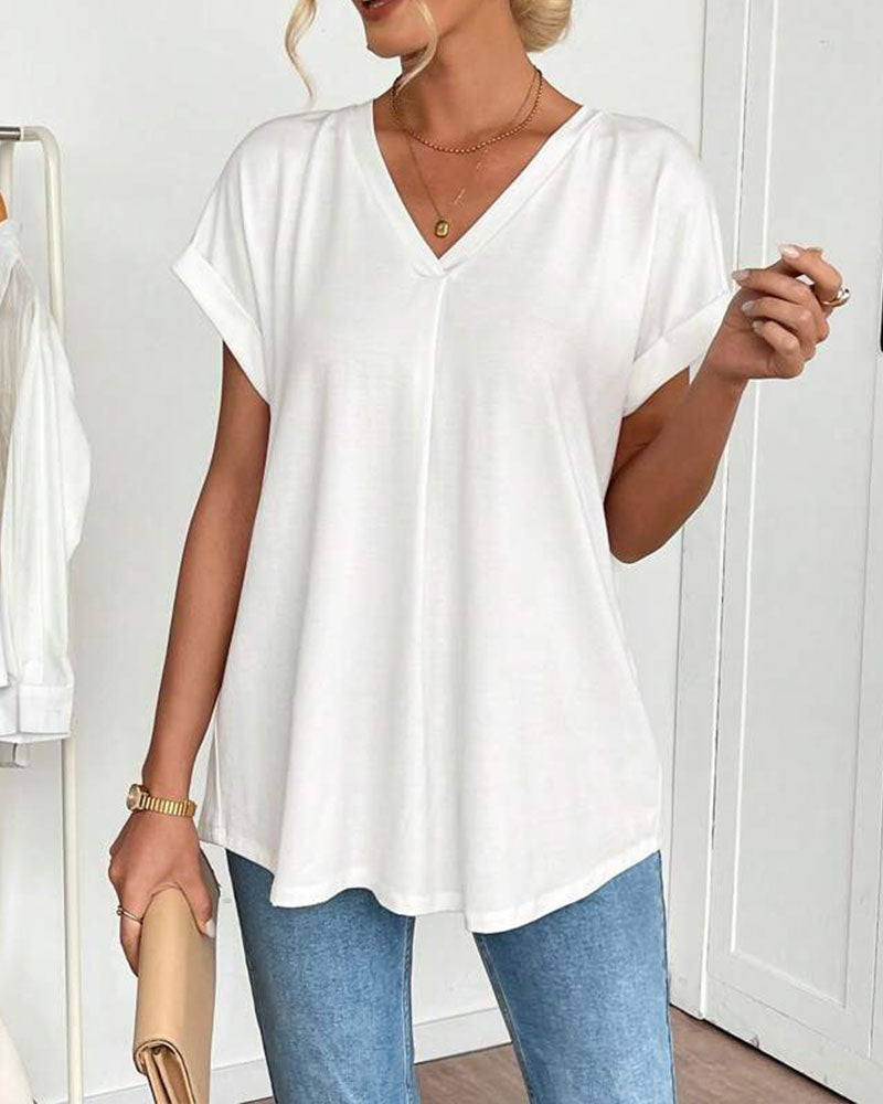 Lyn - Short-Sleeved T-Shirt with Plated Back