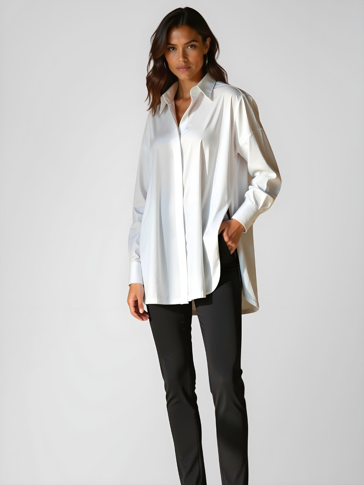 Claudia - Long Oversized Tunic Shirt with Side Slits