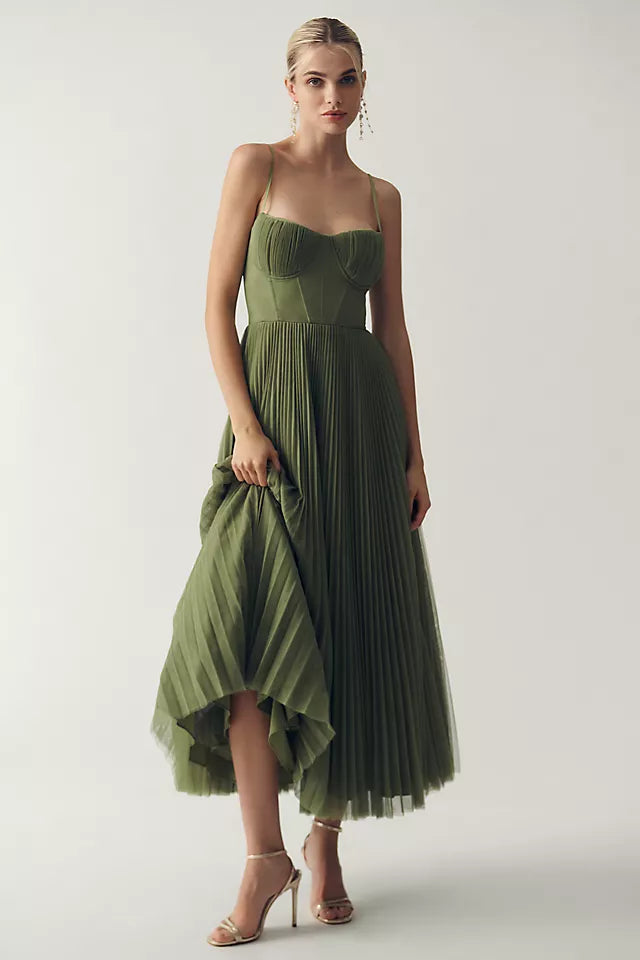Isabelle | Pleated Tulle Midi Dress
