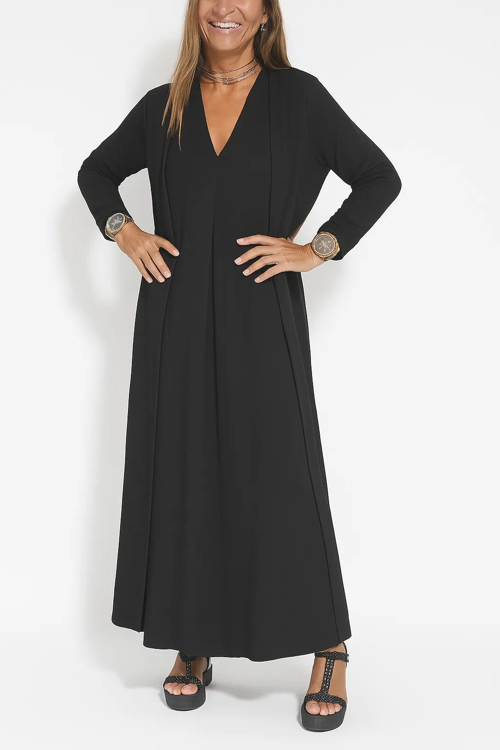 Serena - Elegant long dress + matching cardigan FREE