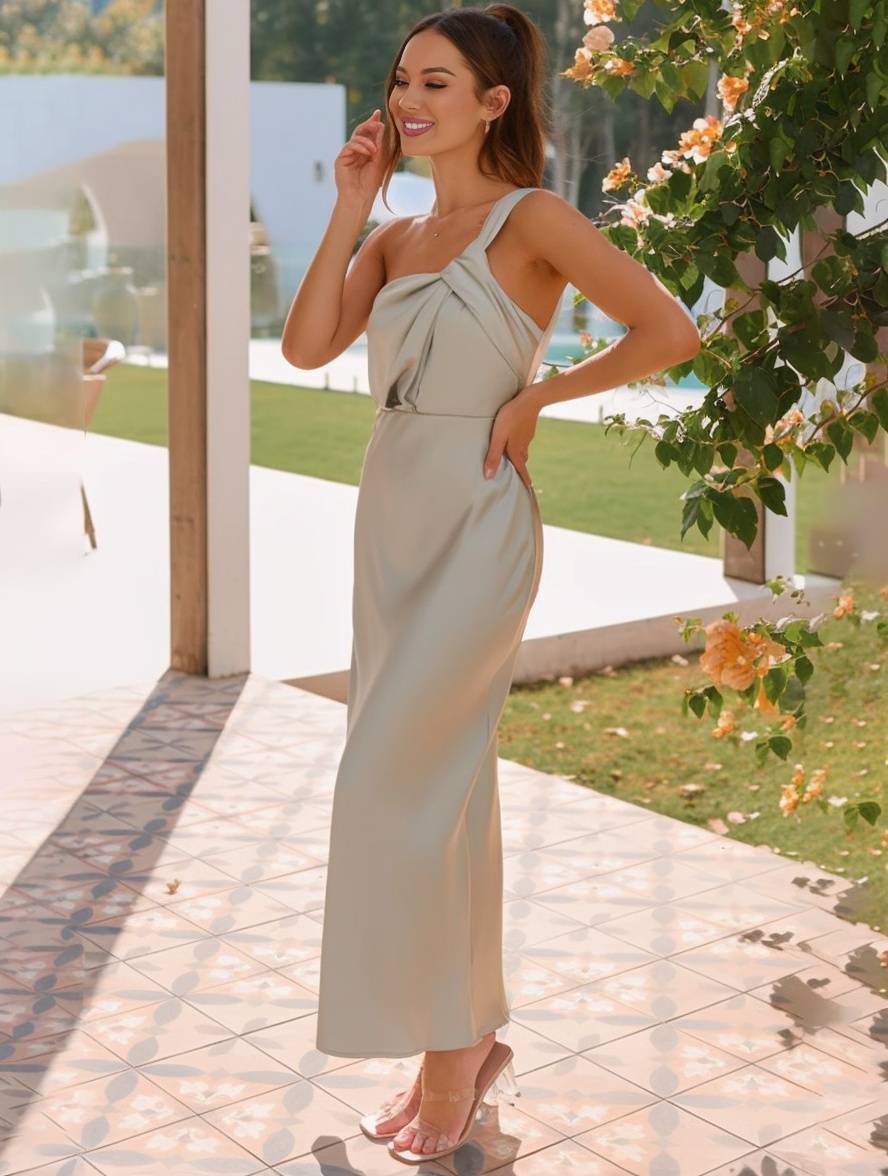ELEVA – Satin Maxi Dress
