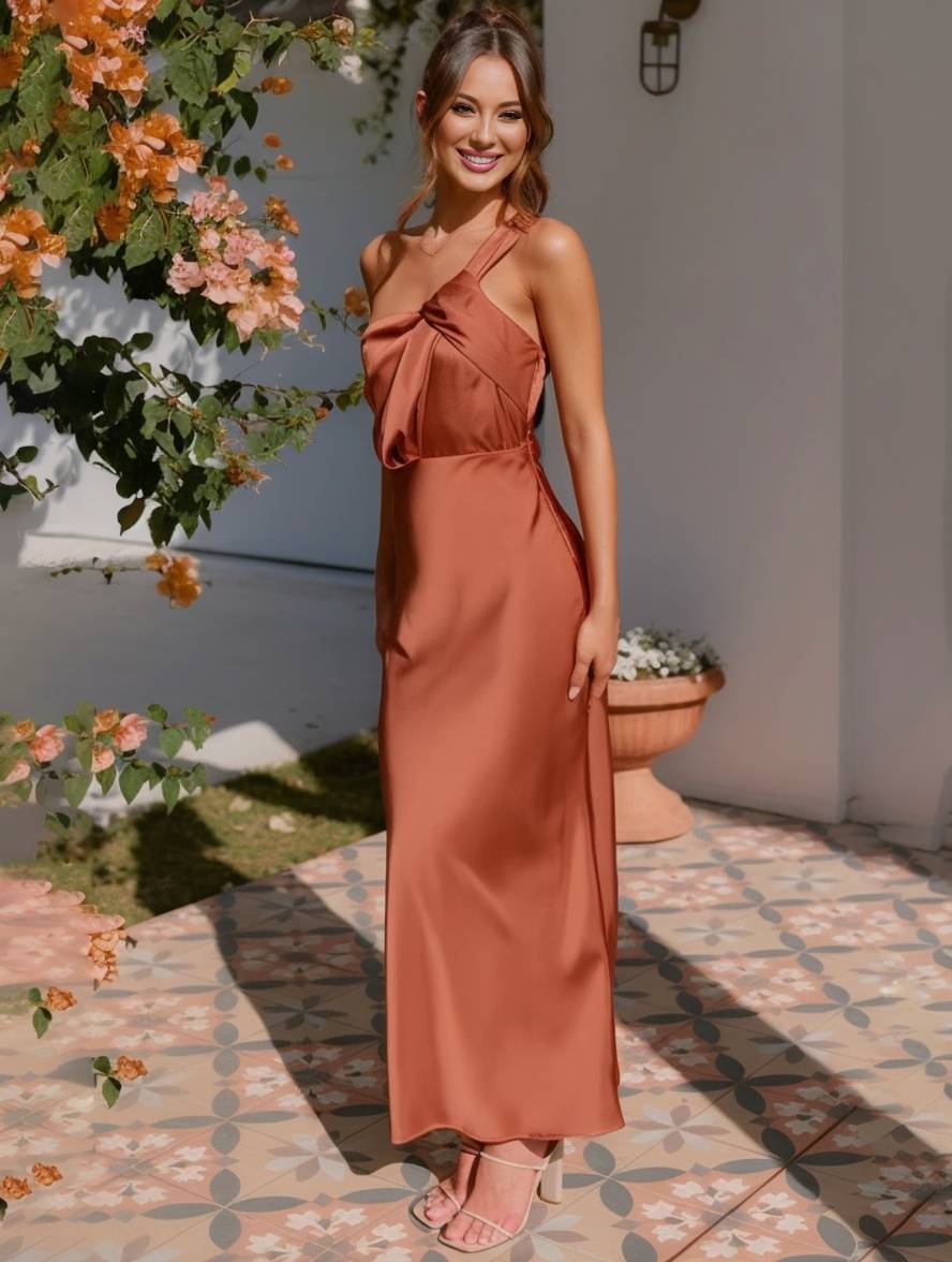 ELEVA – Satin Maxi Dress
