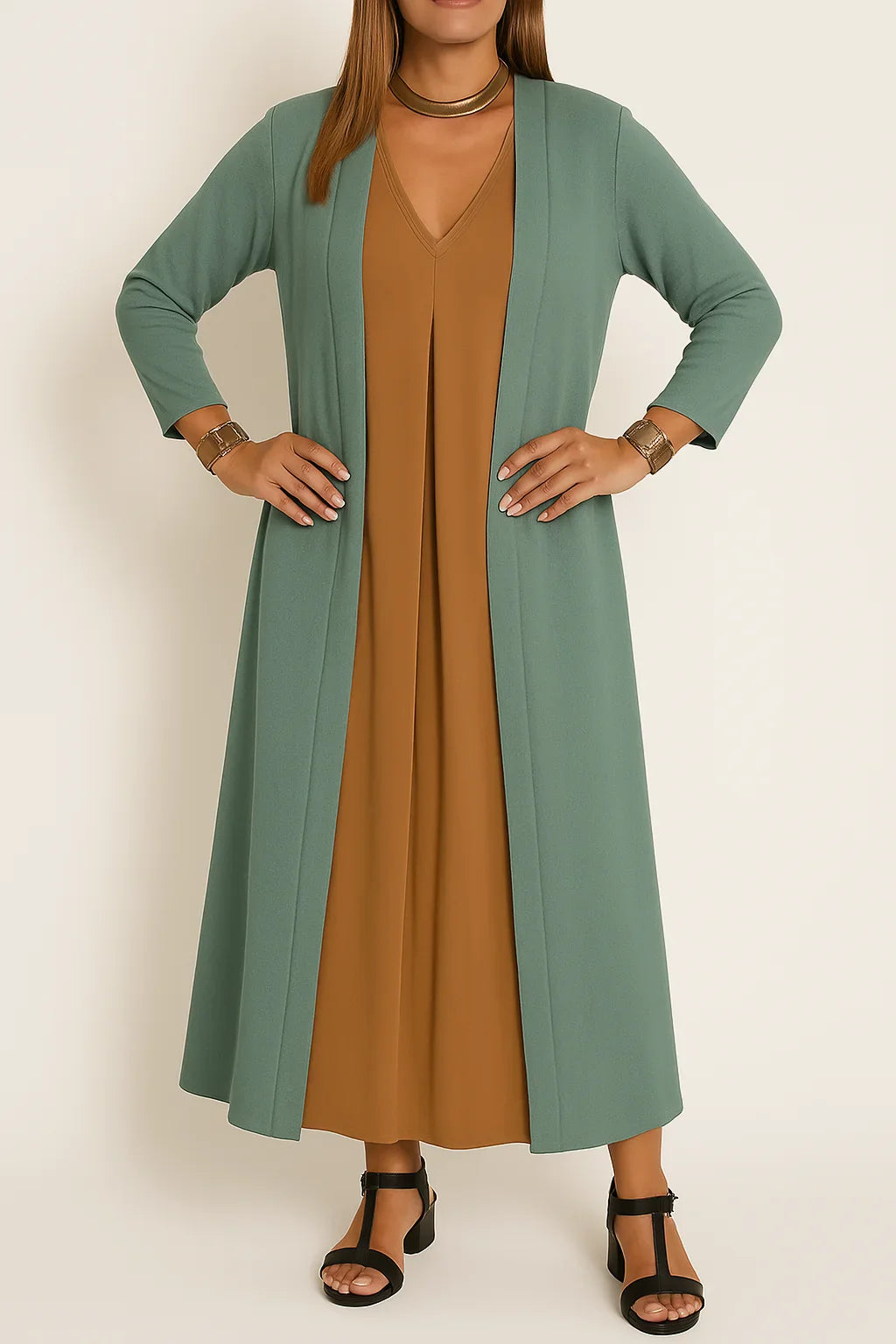 Serena - Elegant long dress + matching cardigan FREE