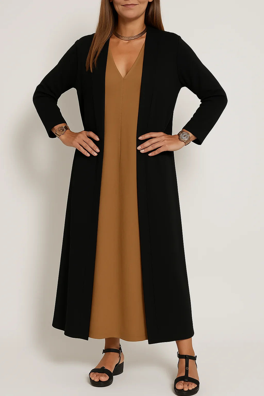 Serena - Elegant long dress + matching cardigan FREE