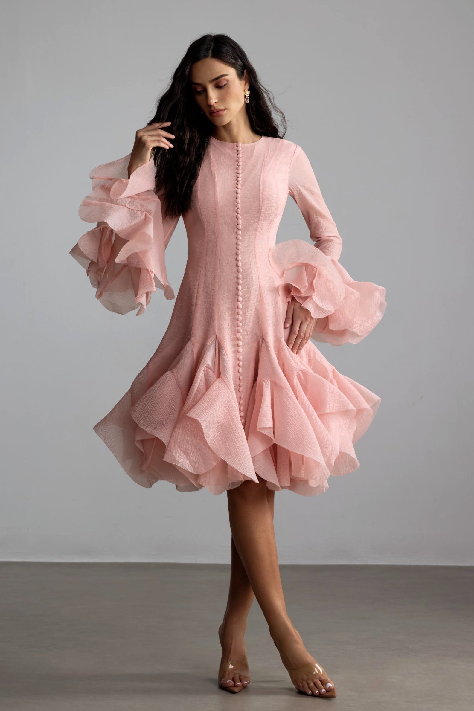 Gloria – Flared Long Sleeve Midi Dress