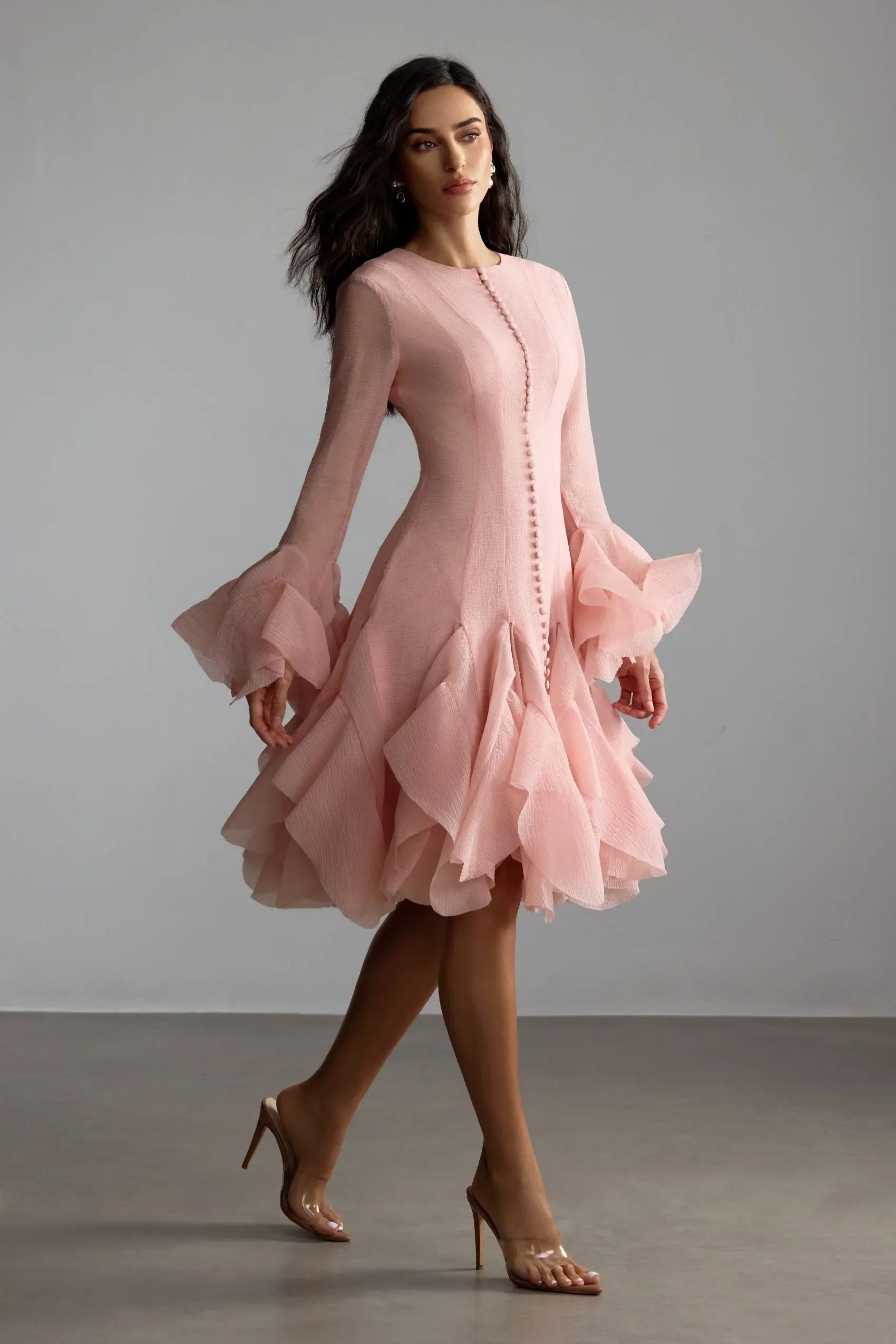 Gloria – Flared Long Sleeve Midi Dress
