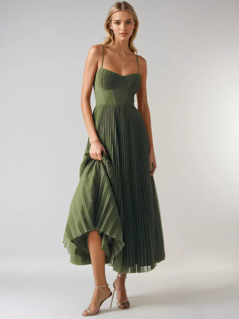 Isabelle | Pleated Tulle Midi Dress
