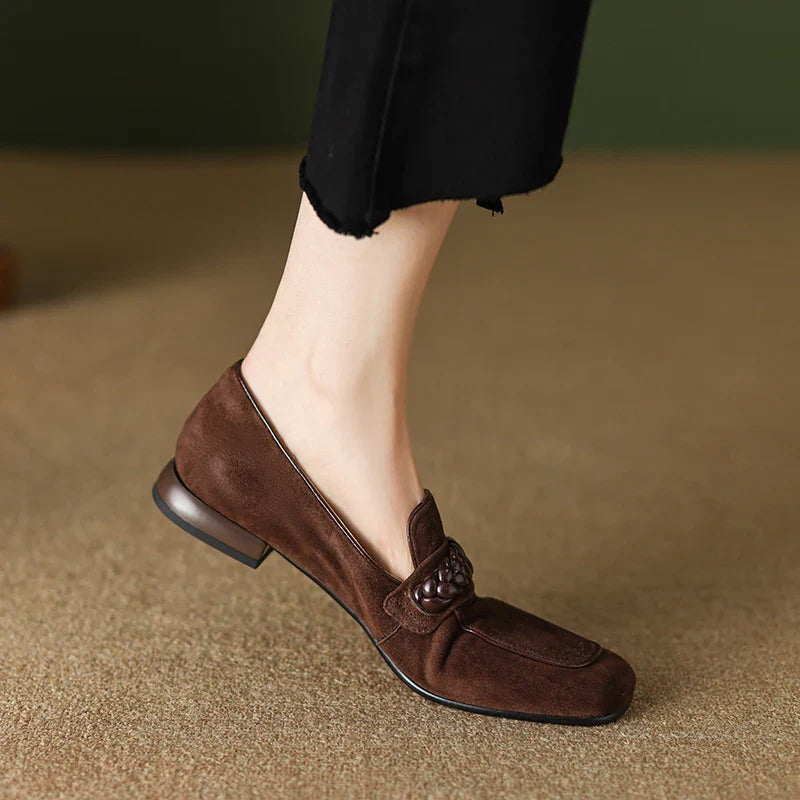 Naelle | Leather Square-Toe Loafers