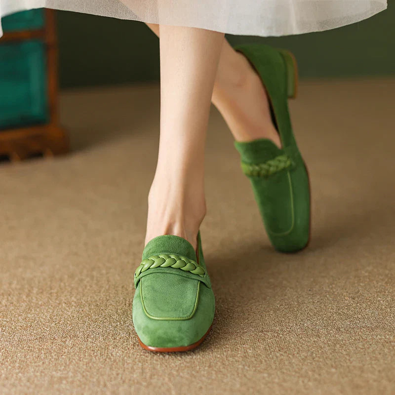 Naelle | Leather Square-Toe Loafers