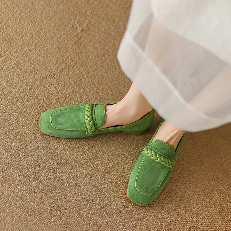 Naelle | Leather Square-Toe Loafers