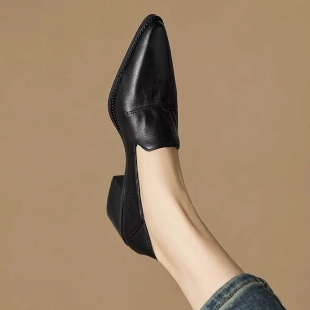 Serel – Pointed Soft-Leather Mid-Heel Loafers