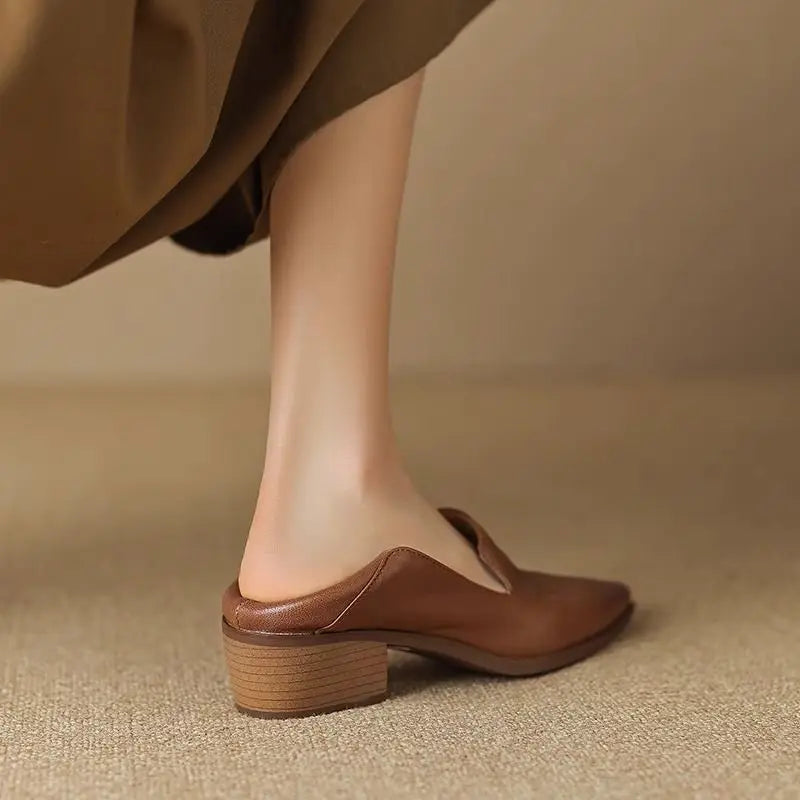 Serel – Pointed Soft-Leather Mid-Heel Loafers