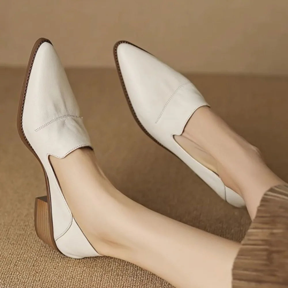 Serel – Pointed Soft-Leather Mid-Heel Loafers