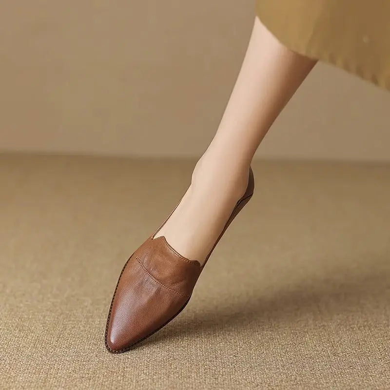 Serel – Pointed Soft-Leather Mid-Heel Loafers