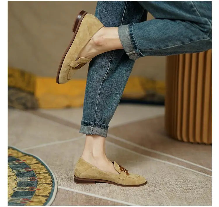 Liora | Retro Buckled Flat Loafers