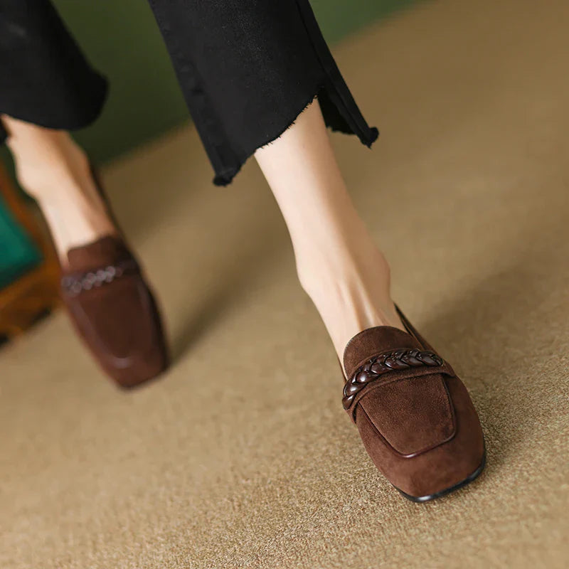 Naelle | Leather Square-Toe Loafers