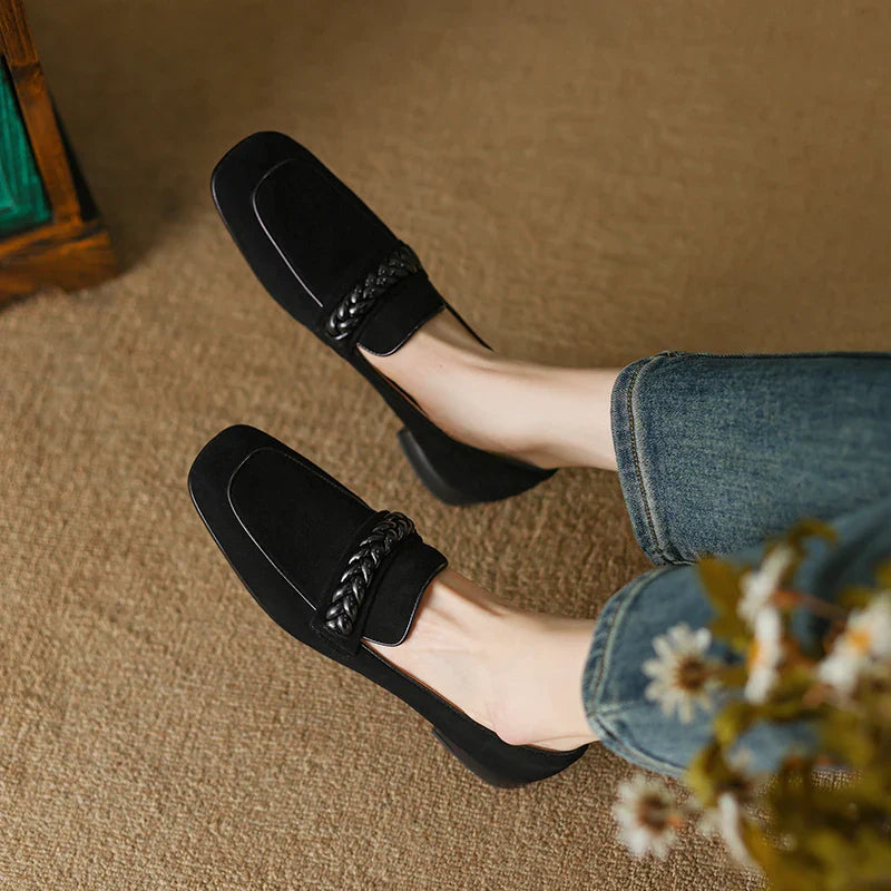 Naelle | Leather Square-Toe Loafers