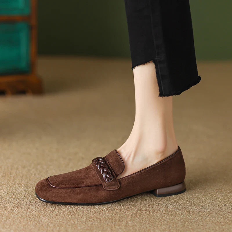 Naelle | Leather Square-Toe Loafers