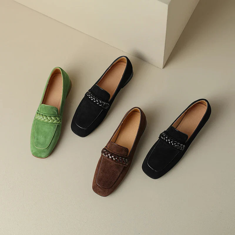Naelle | Leather Square-Toe Loafers