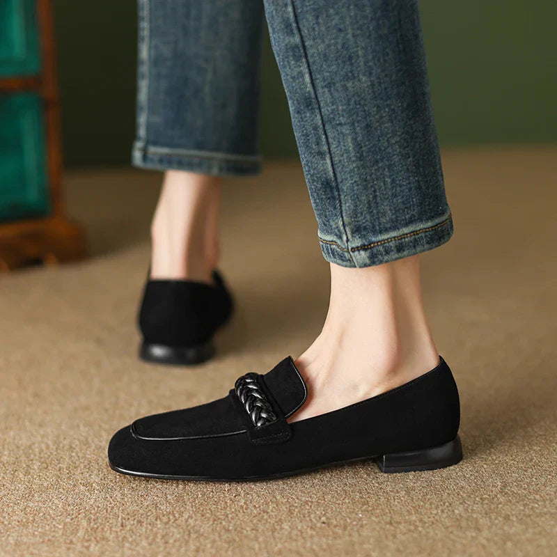 Naelle | Leather Square-Toe Loafers