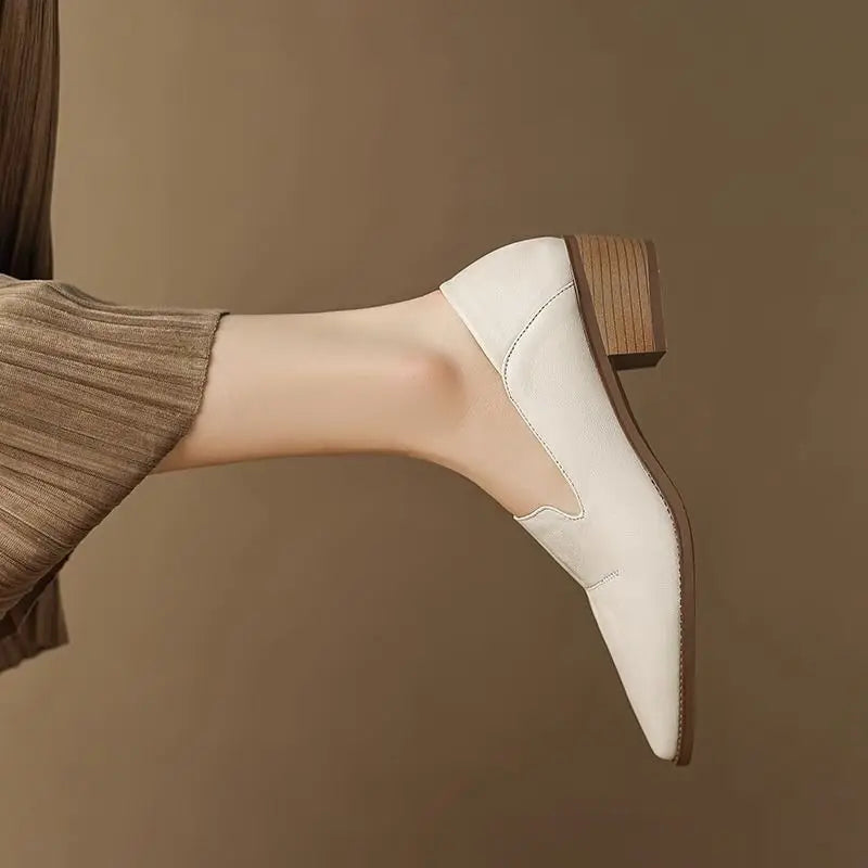 Serel – Pointed Soft-Leather Mid-Heel Loafers