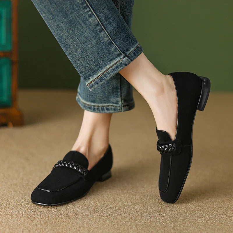 Naelle | Leather Square-Toe Loafers
