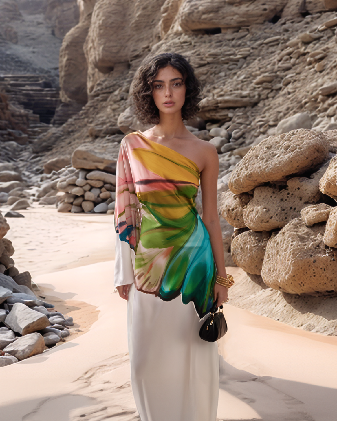 Flora – Hand Painted Cream Dress