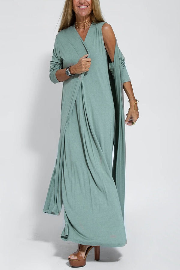 Serena - Elegant long dress + matching cardigan FREE