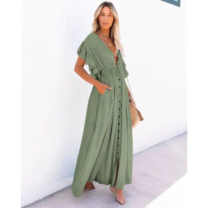 Dalia™ - Maxi Green Ibiza Beach Dress
