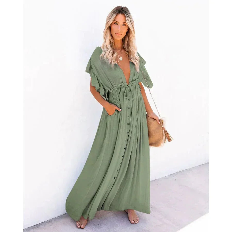 Dalia™ - Maxi Green Ibiza Beach Dress