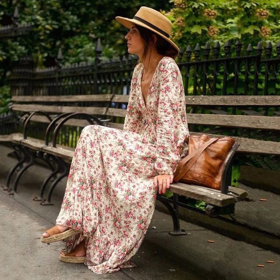 Fabiana™ - Maxi Floral Dress in Ibiza Style