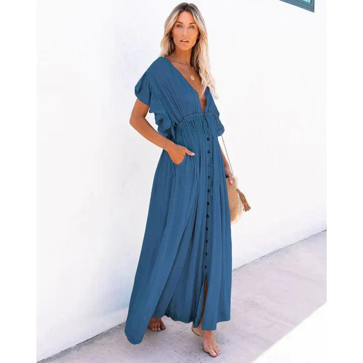 Alicia - Maxi Beach Dress in Navy Blue from Ibiza