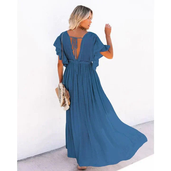 Alicia - Maxi Beach Dress in Navy Blue from Ibiza