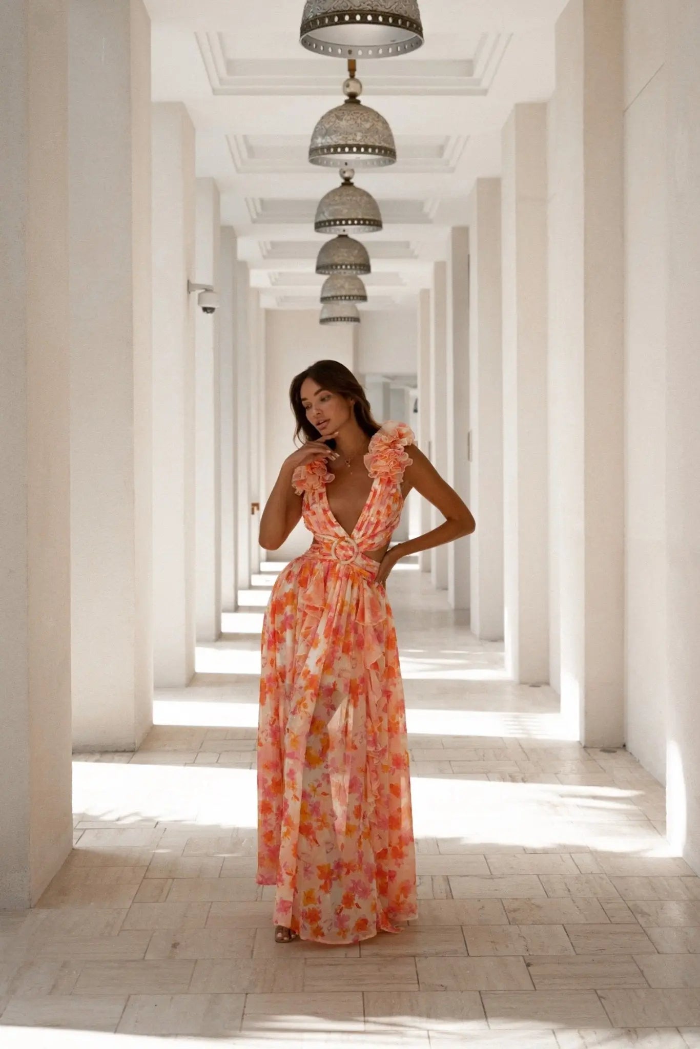 FIAMETTA – Orange Fuchsia Maxi Dress