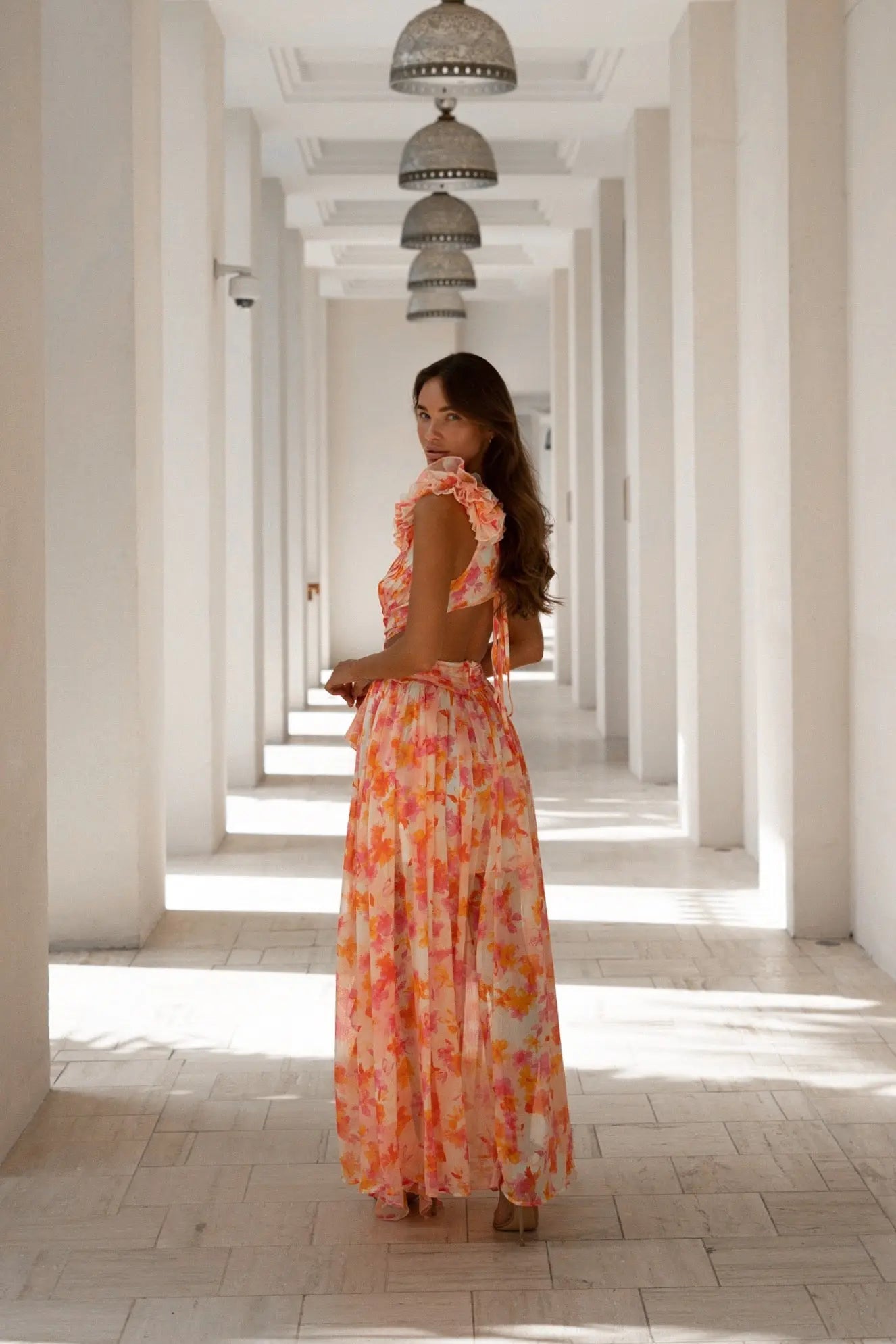 FIAMETTA – Orange Fuchsia Maxi Dress