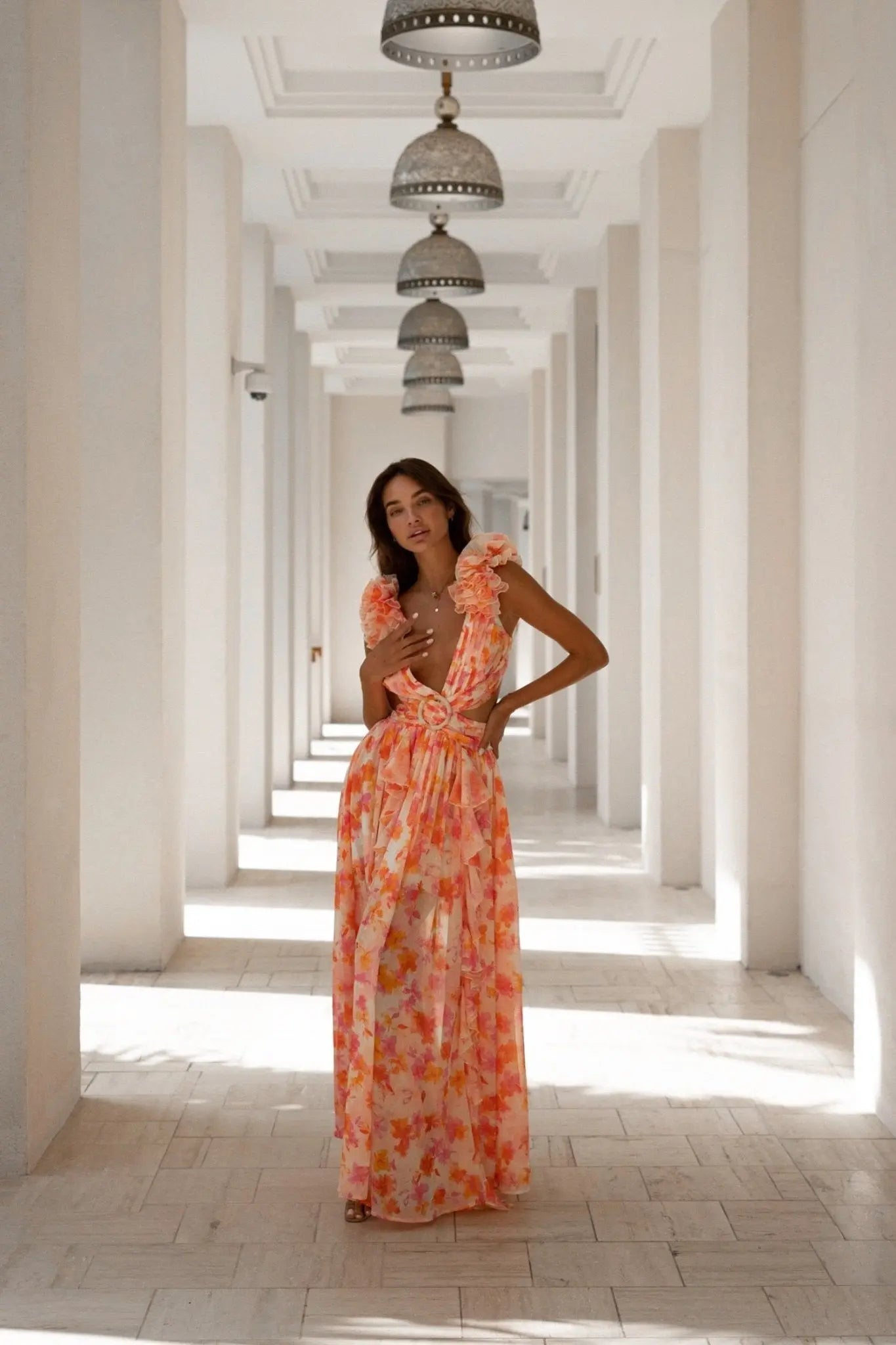 FIAMETTA – Orange Fuchsia Maxi Dress