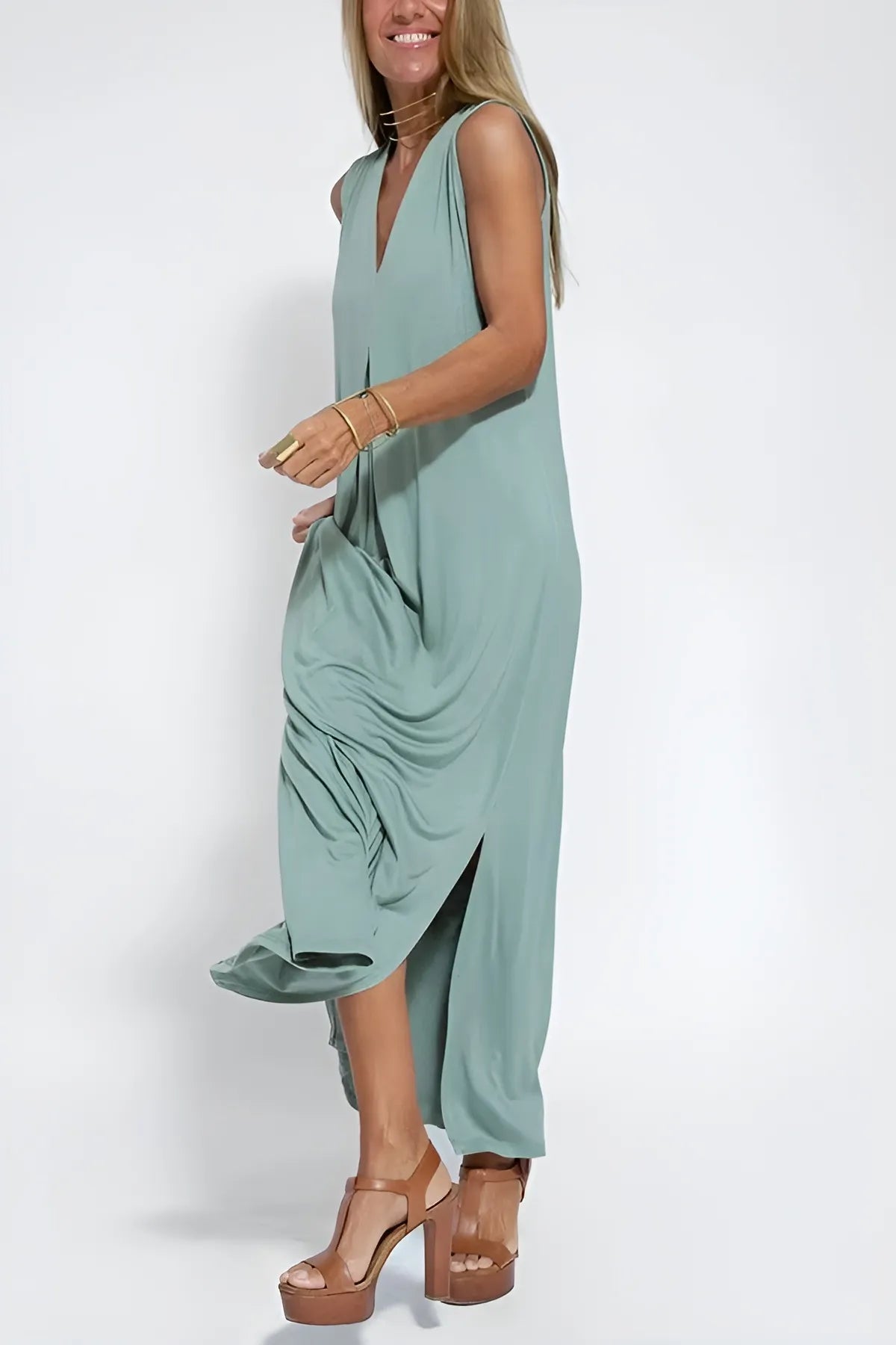 Serena - Elegant long dress + matching cardigan FREE